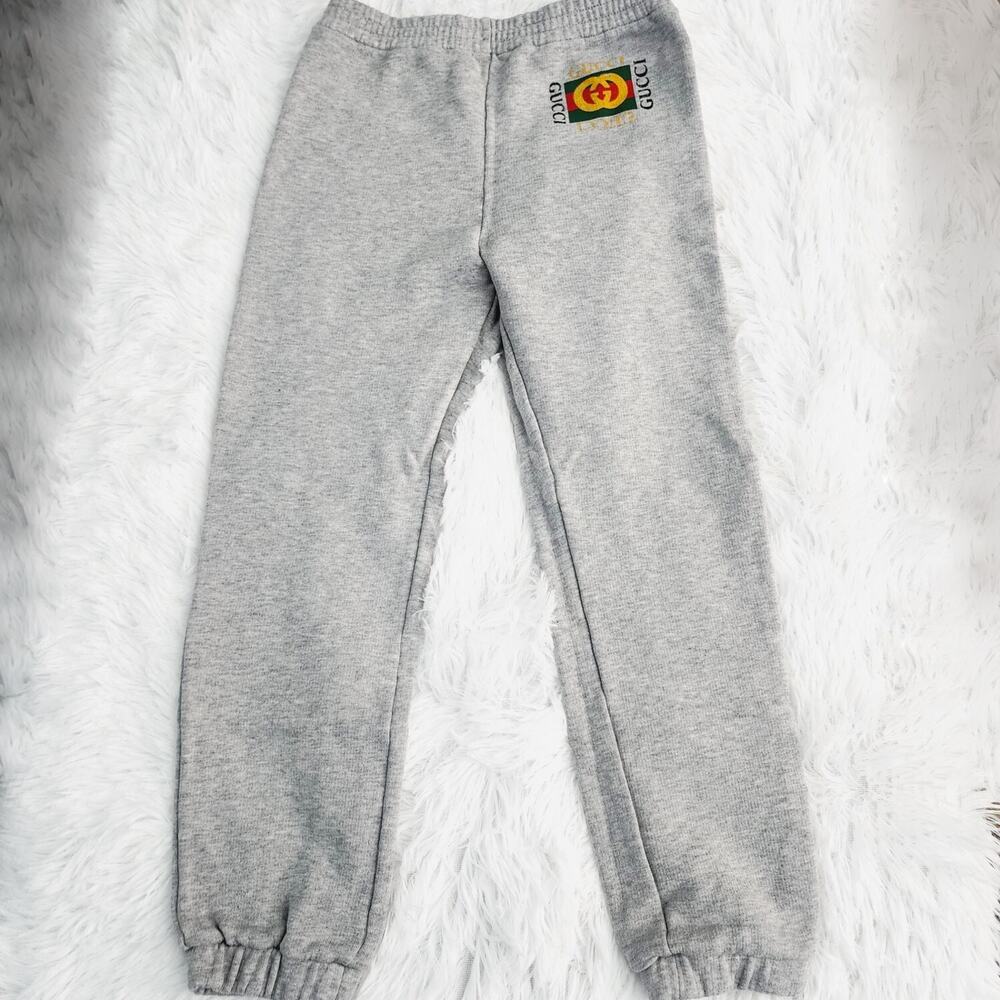 Gucci Boys Grey Classic GG Logo Sweatpants size 8